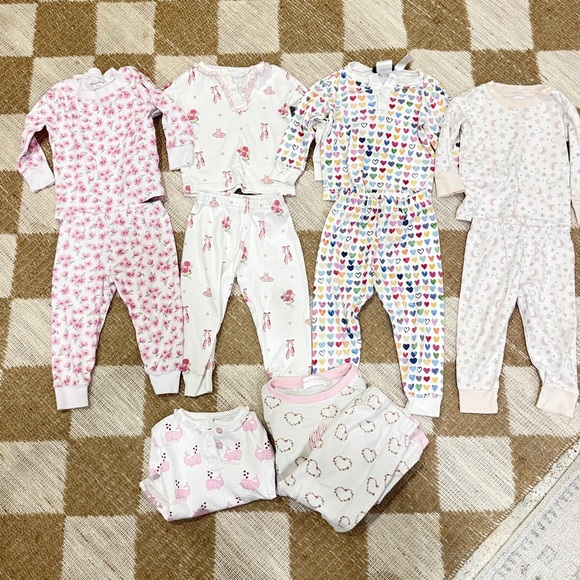 BUNDLE Kissy Kissy Pajamas set pima gingham print baby girl long sleeve top pant - Picture 1 of 8
